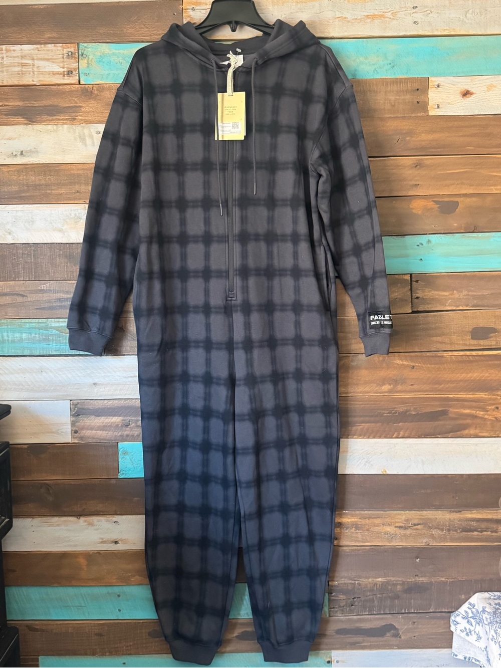 NWT Fabletics Luxe Cozy Fleece Hooded One Piece Zip Up Jumpsuit | Size L